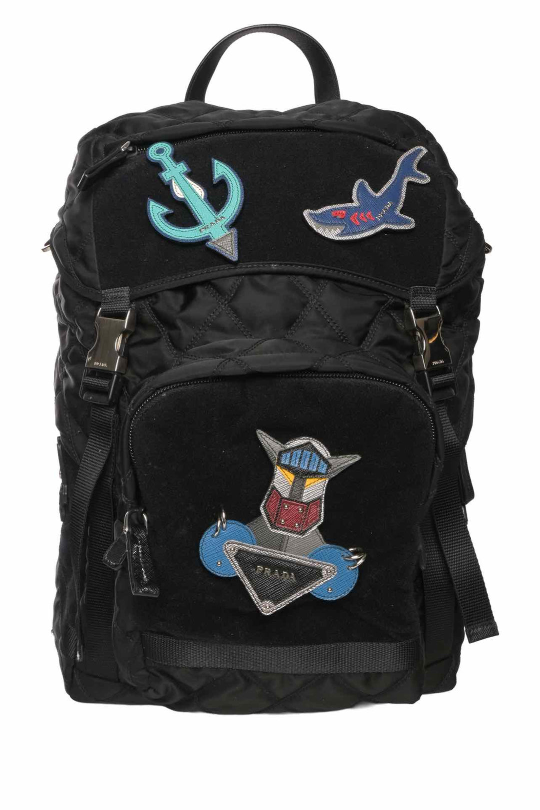 Prada Patch Embellished Quilted Nylon BackPack