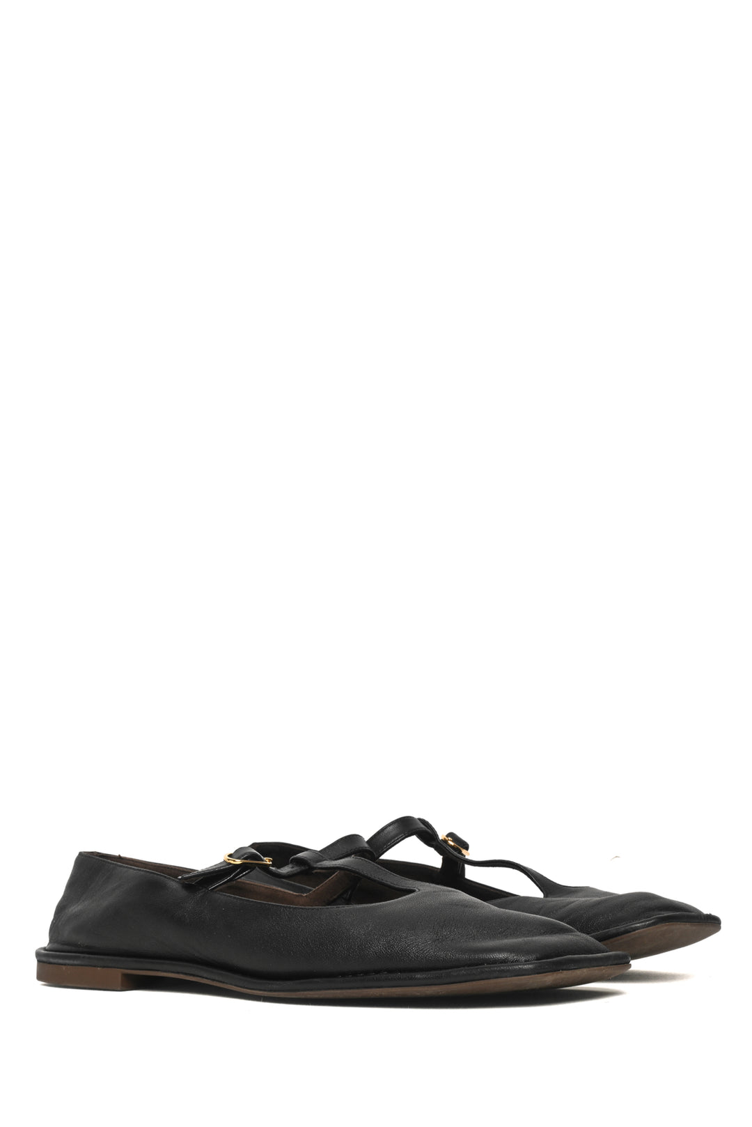 The Row Size 38 Square T-Strap Leather Flats