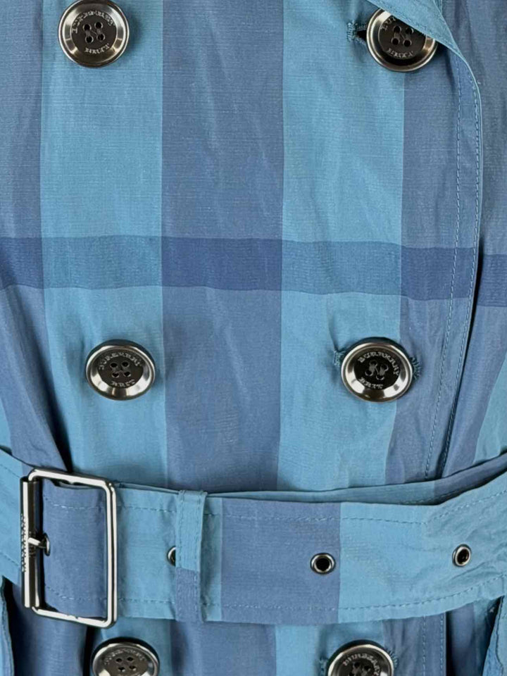 Burberry Size 6 Mid Length Plaid Trench Coat