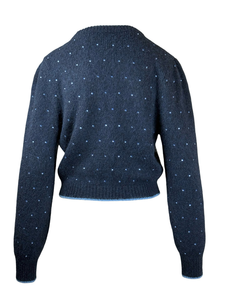 Alessandra Rich Size 40 Stars & Crystal Embellished Alpaca Blend Cardigan