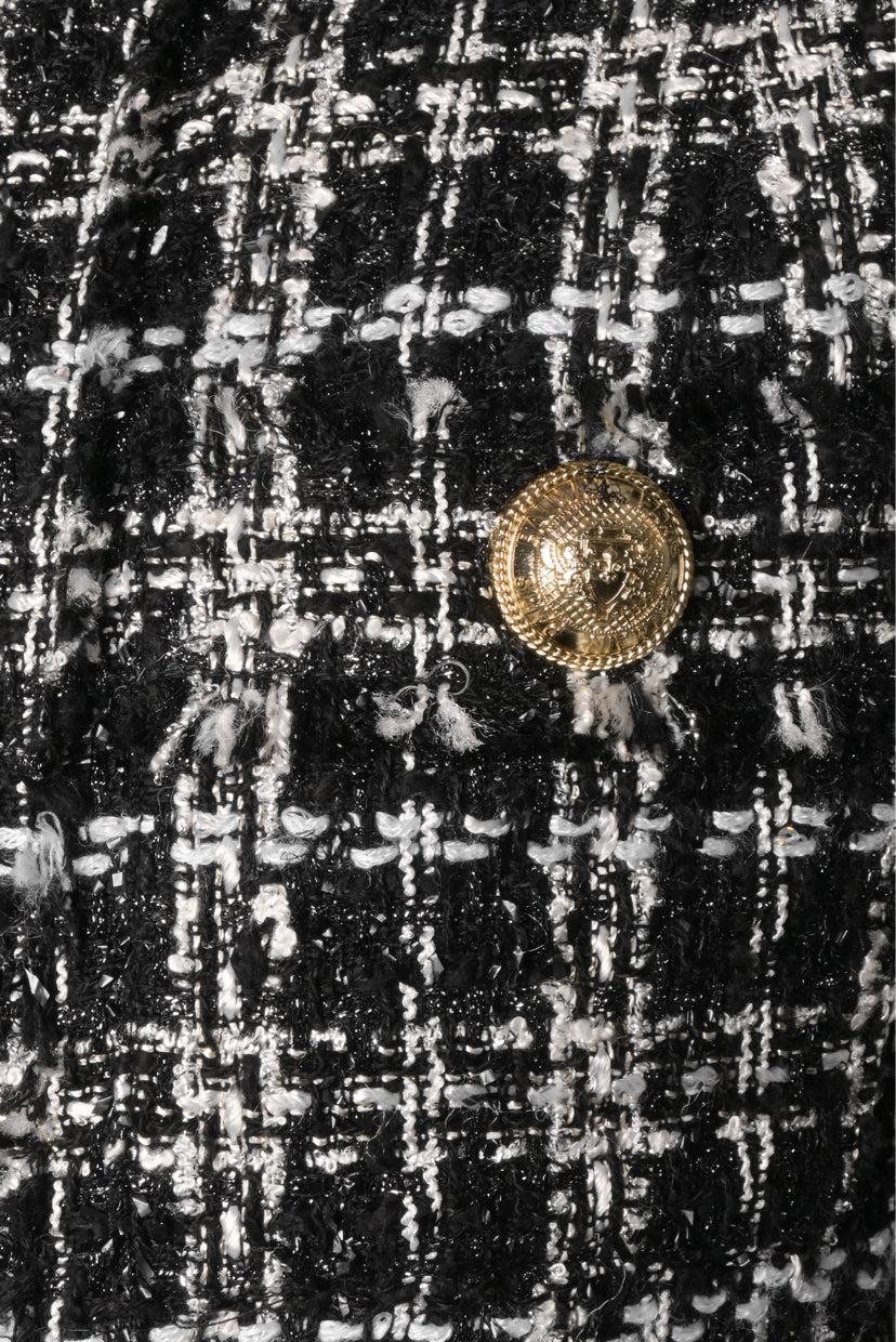 Balmain Size 34 Lurex Tweed Cropped Jacket