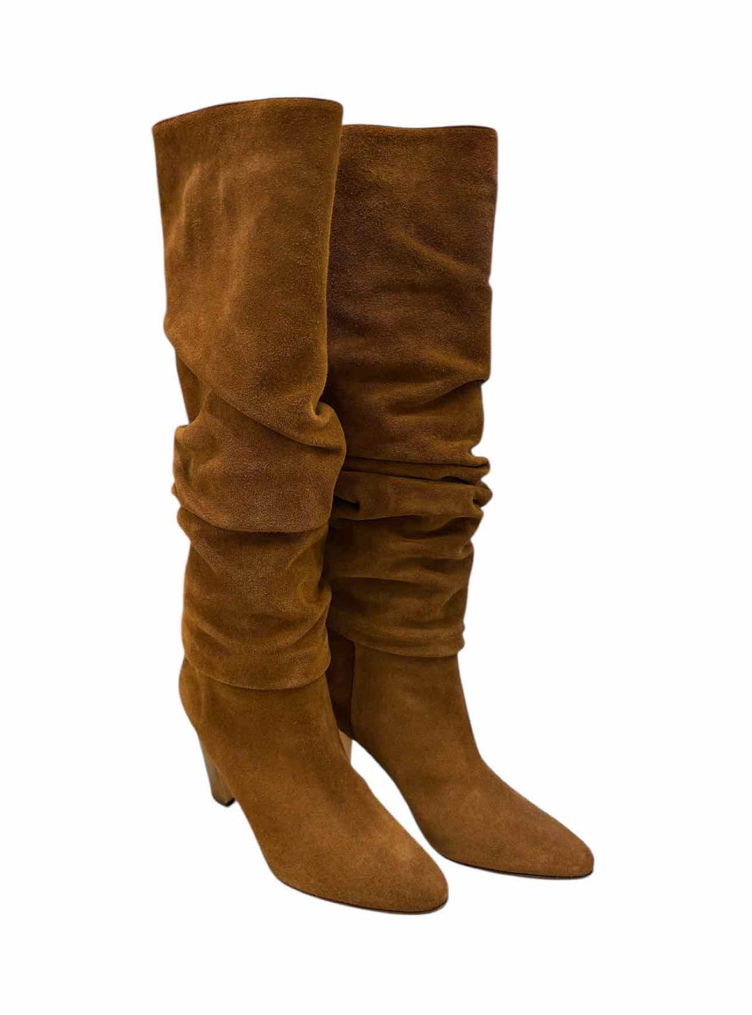 Manolo Blahnik Size 37.5  Tall Gathered Suede Boots