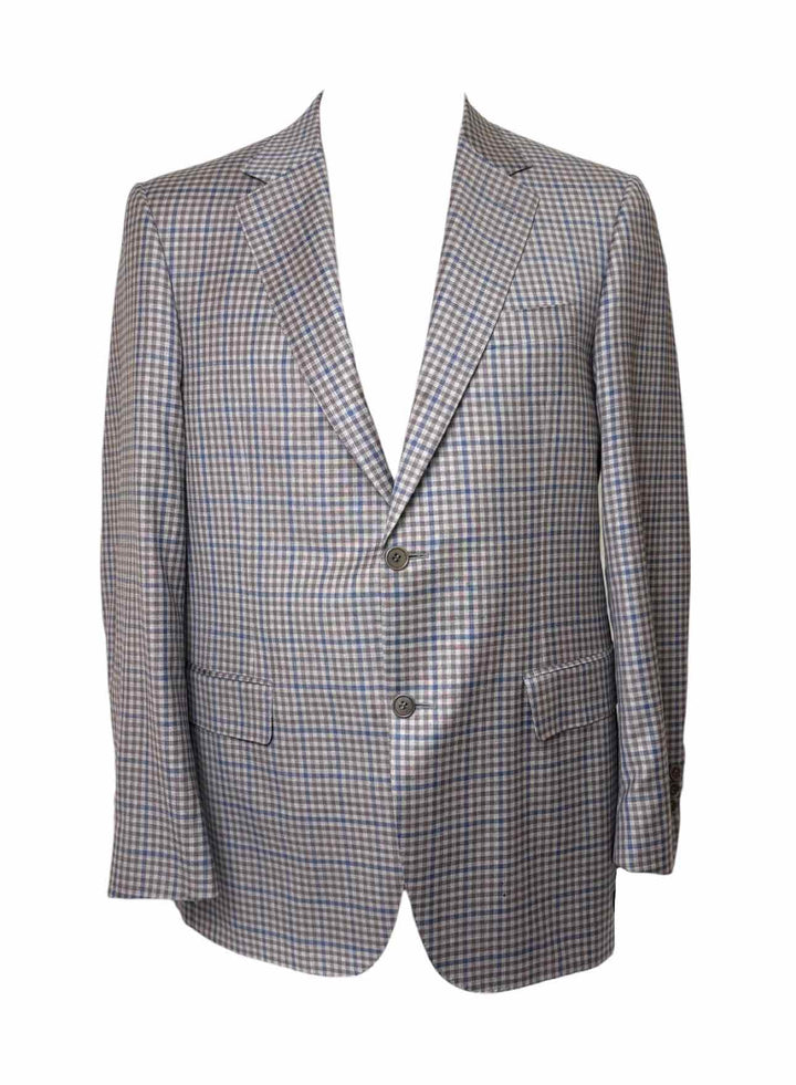 Canali Size 44 Men's Check Wool Blazer