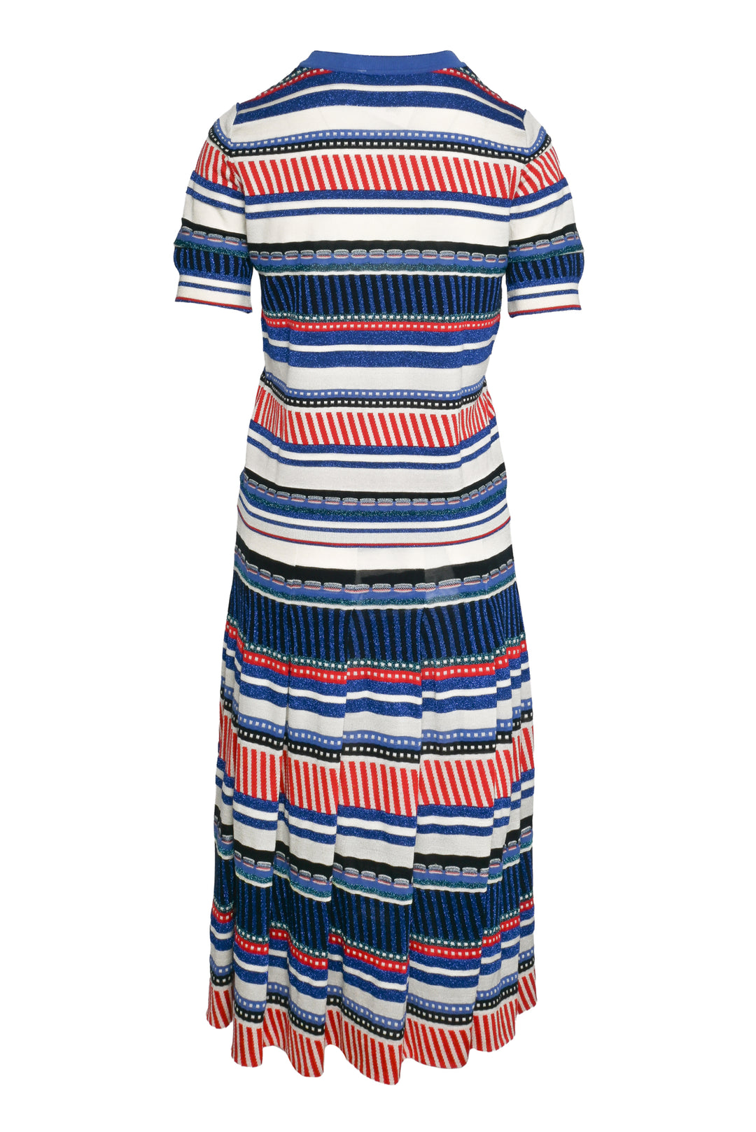 Chanel Size 36/40 Metallic Striped Top & Pleated Skirt Set