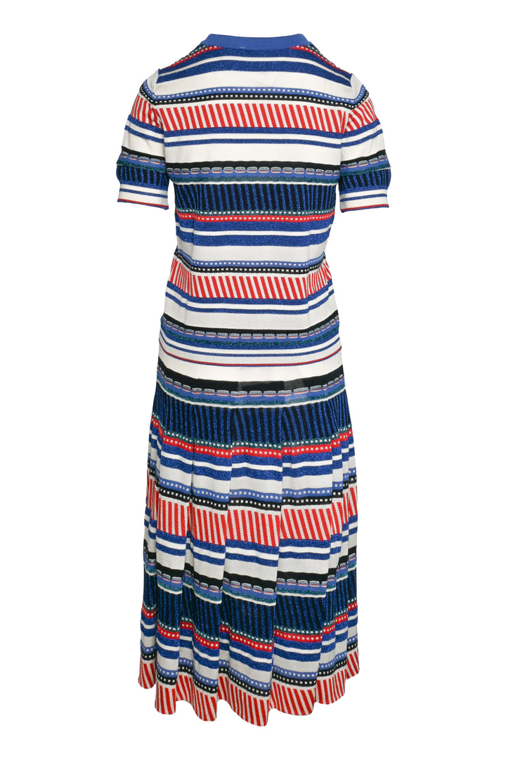 Chanel Size 36/40 Metallic Striped Top & Pleated Skirt Set