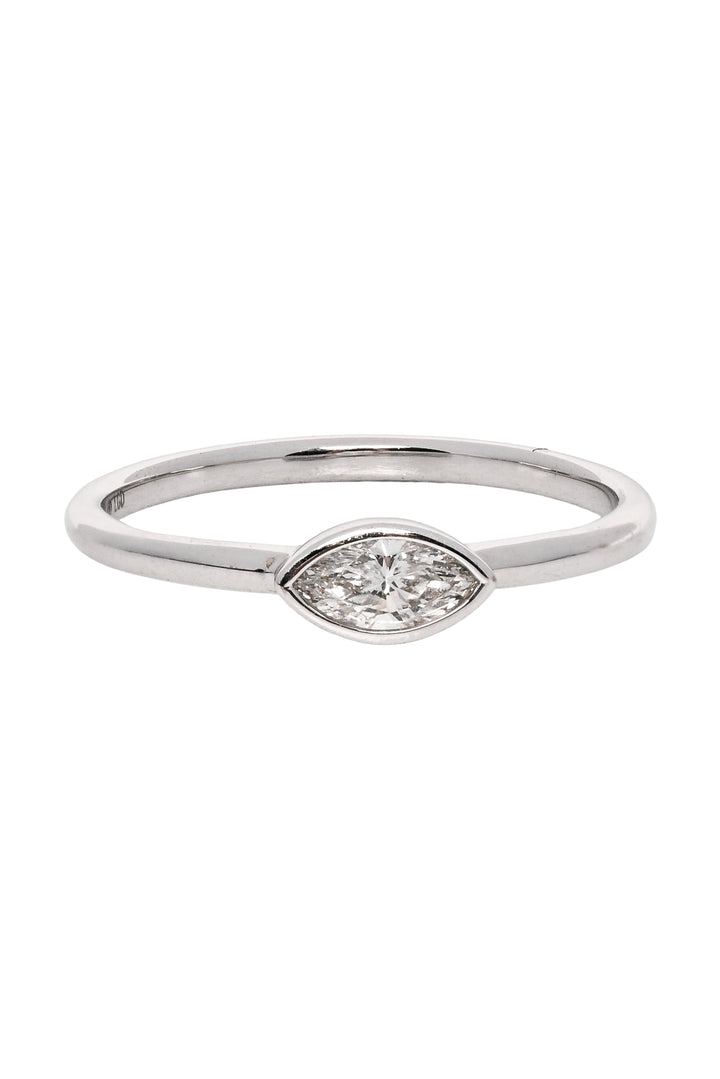 Saks Fifth Ave Size 7 14K White Gold & 0.25ct Lab Grown Marquise Diamond Ring