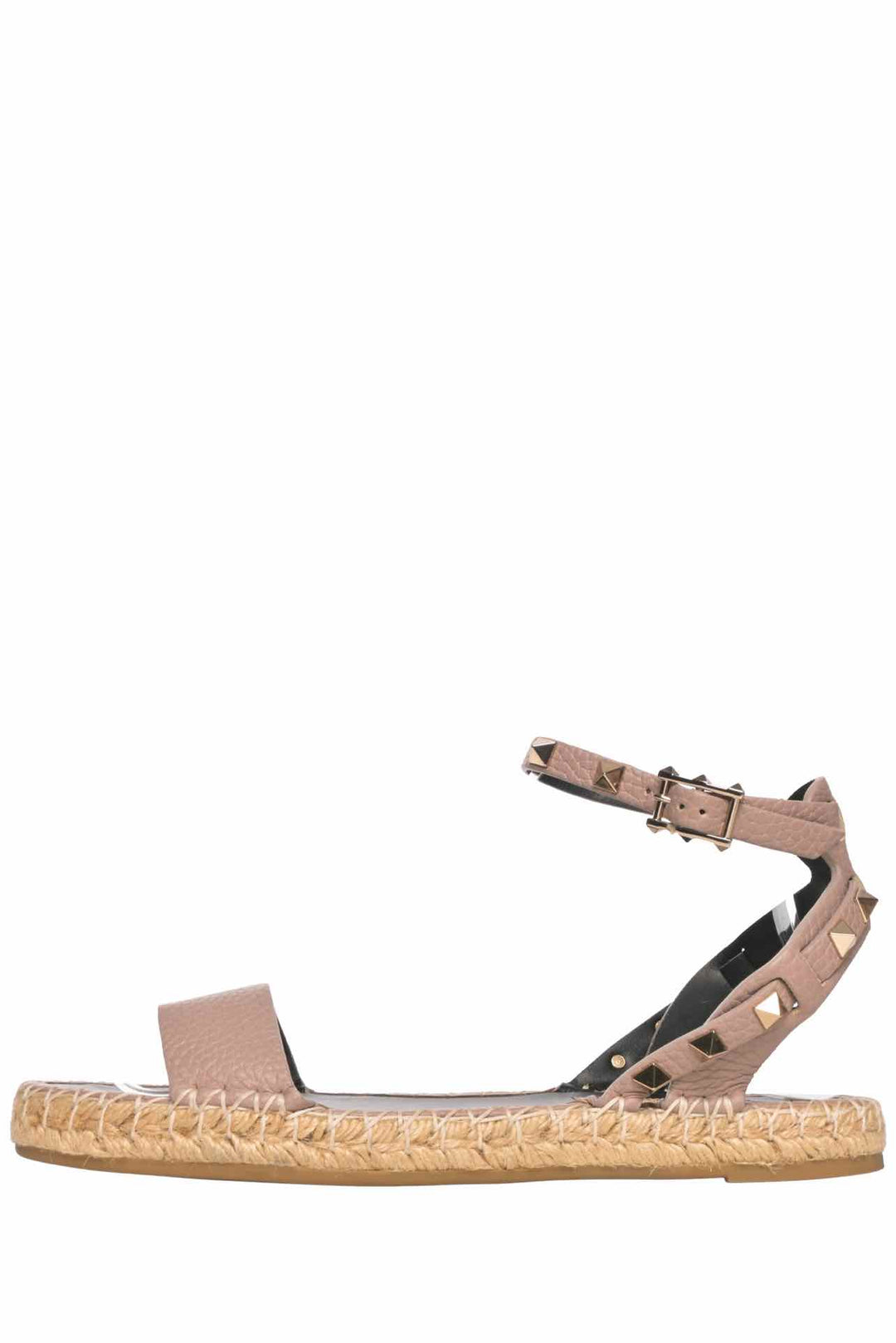 Valentino Size 37 Rockstud Leather Espadrille Sandals