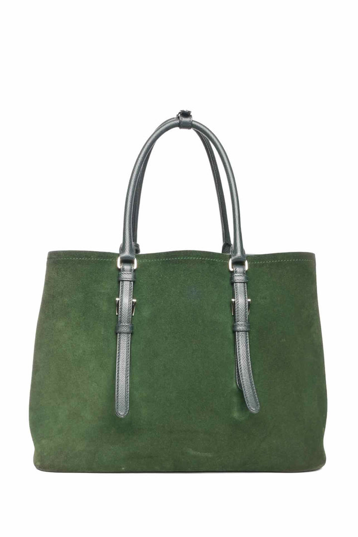 Prada Saffiano-Trimmed Scamosciato Double Tote