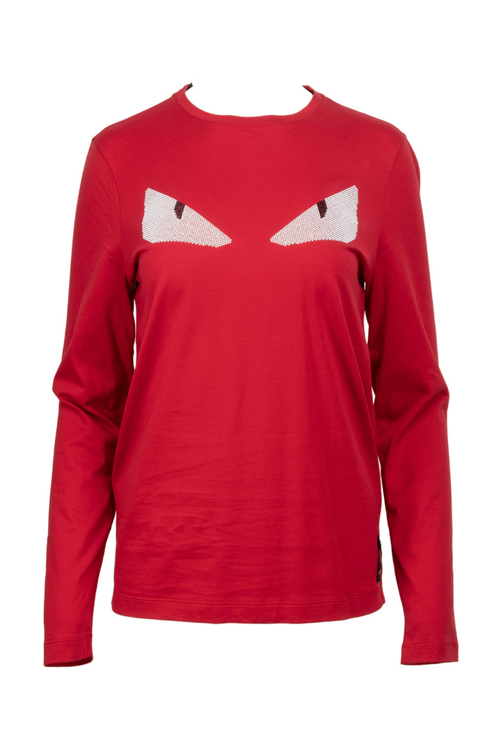 Fendi Size 44 Crystal Monster Eyes Long Sleeve Tops