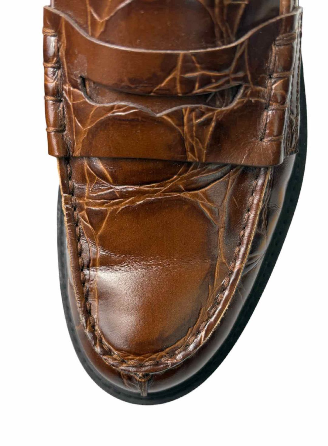 Tod's Size 37  Croc Embossed Leather Loafers