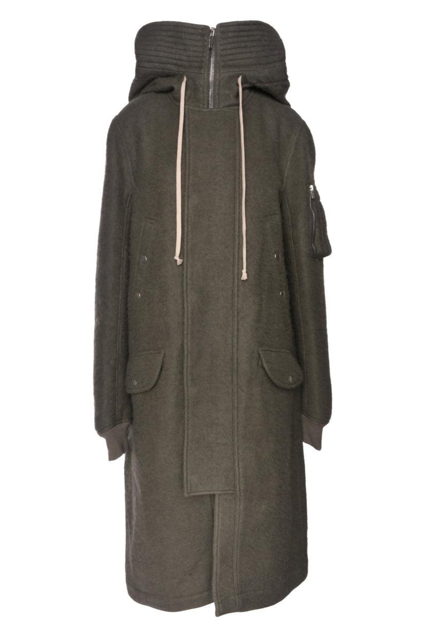 Rick Owens Size 40 Men's Sisyphus F/W 2018 Wool Hooded Coat