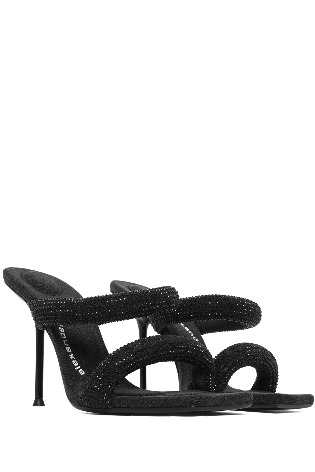 Alexander Wang Size 38 Julie Tubular Crystal Embellished Washed Denim Sandals