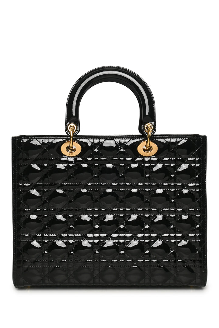 Dior 2012 Cannage Patent Leather Large Lady Dior Tote