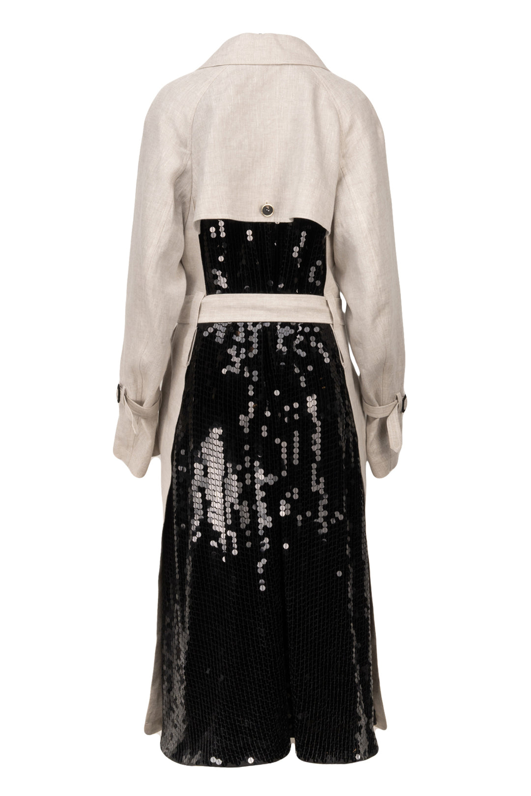 Roksanda Size M Sequin Embellished Silk & Linen Blend Trench Coat