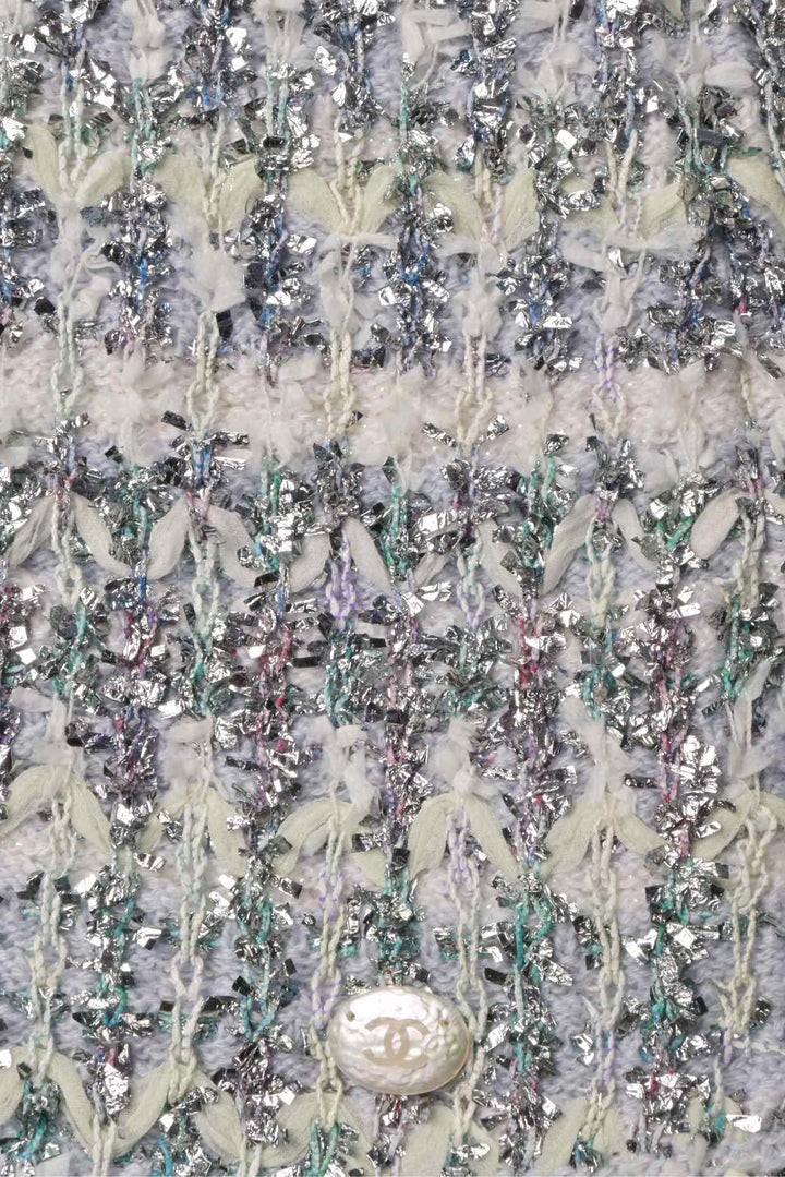 Chanel Size 40 Spring 2018 Waterfall Asymmetrical Metallic Tweed Tank Top