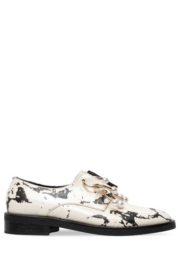 Coliac Size 37 Marble Pierced Slip On Oxford Flats