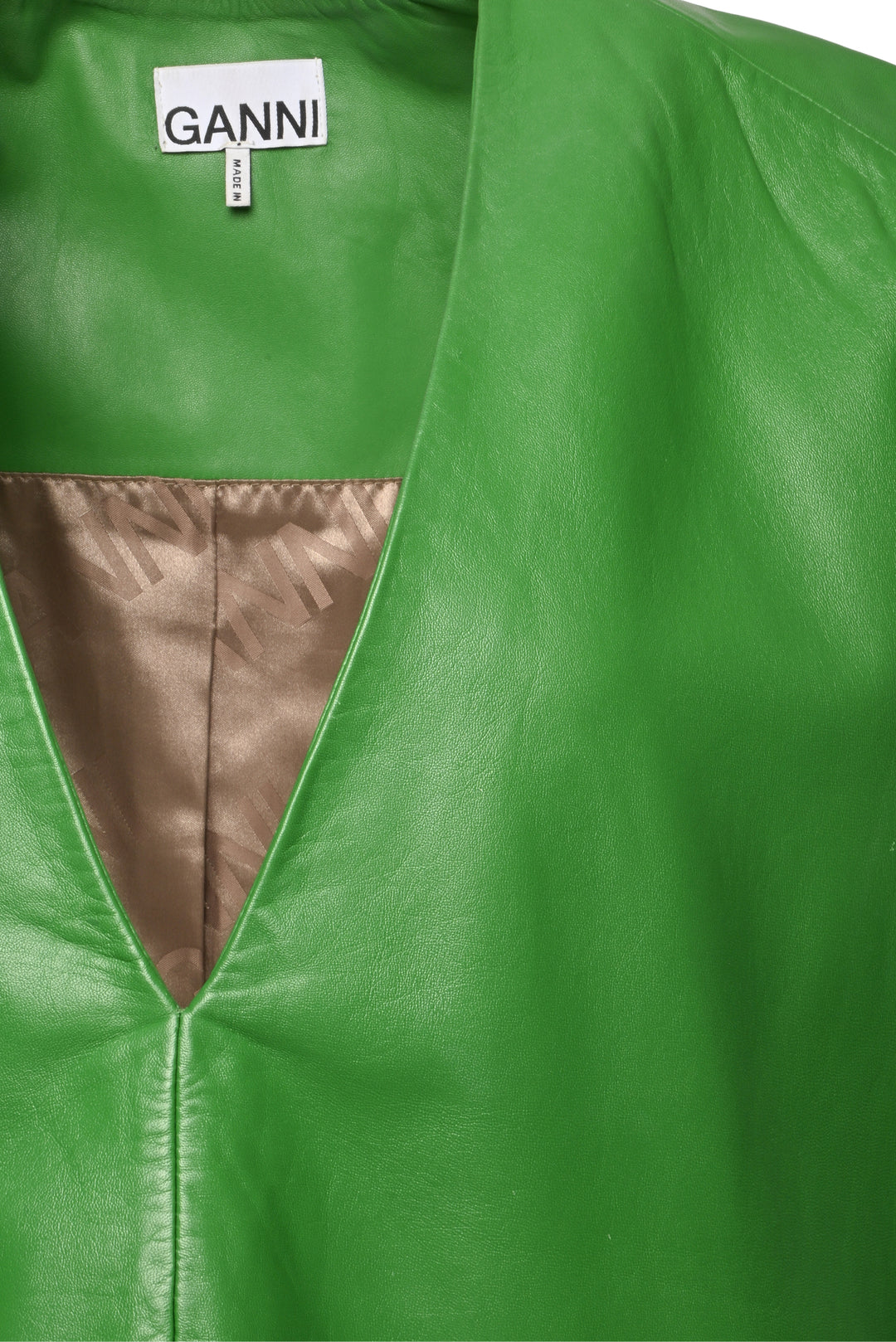 Ganni Size 36 Lamb Leather Sleevesless Dress