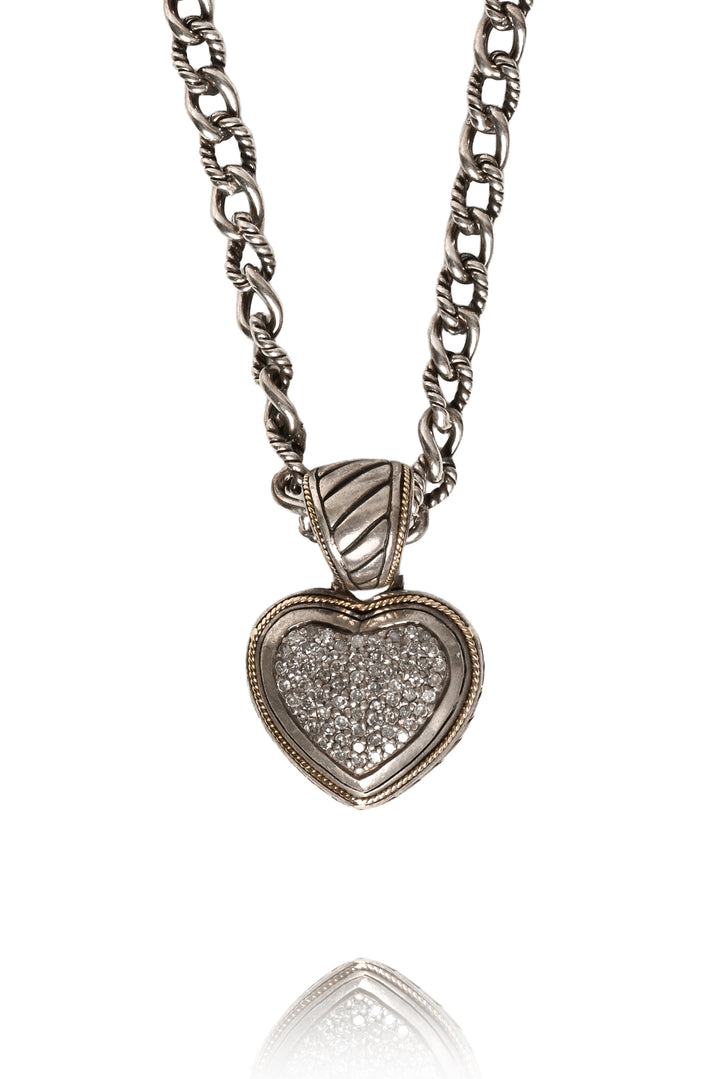 Effy 18K Yellow Gold & Silver Diamond Heart Pendant Necklace