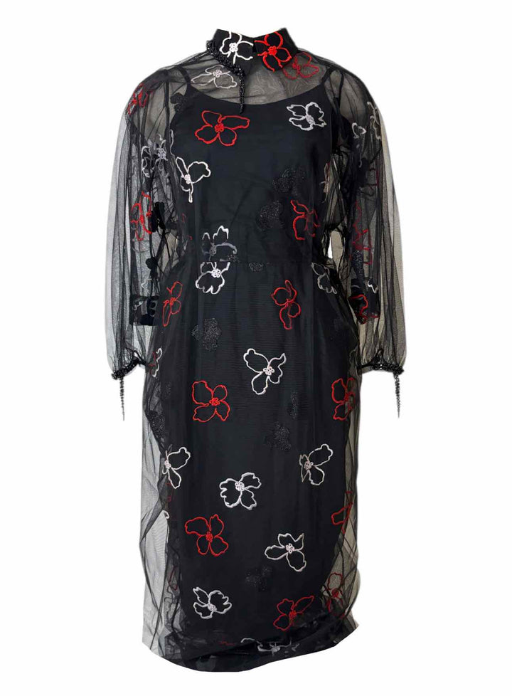 Simone Rocha Size 10 Floral Embroidered Tulle Dress