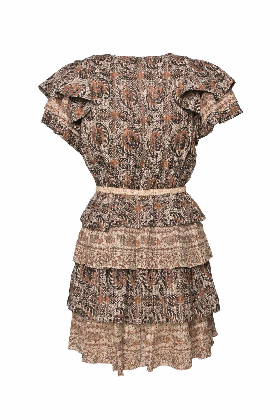 Ulla Johnson Size 0 Kaitlyn Tiered Flutter-Sleeve Mini Dress