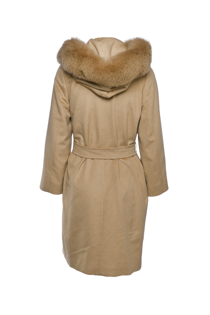 Max Mara Studio Size 6 Mango Hooded Cashmere Coat
