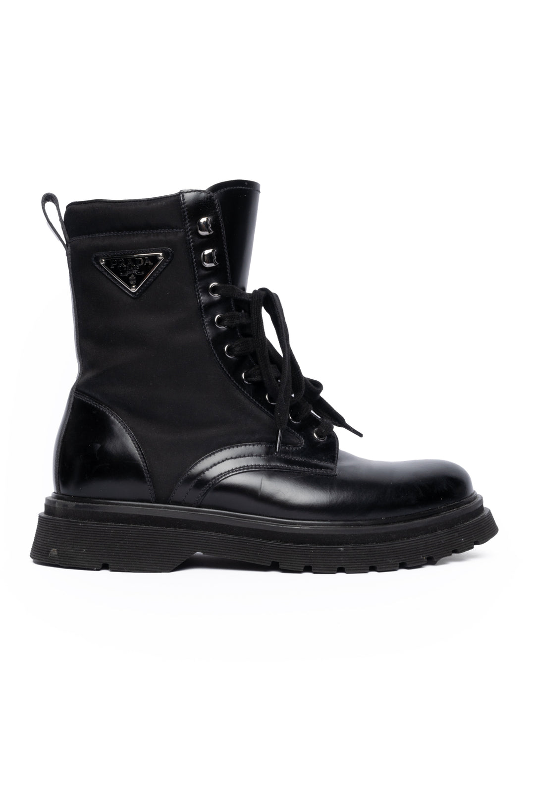 Prada Size 7 Men's Combat Brushed Rois Re-Nylon Boots