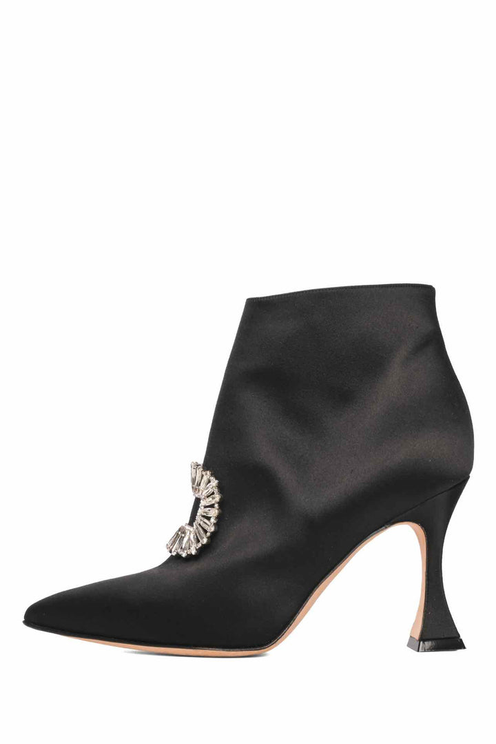 Manolo Blahnik Size 36.5 Cantita Satin Heeled Ankle Boots