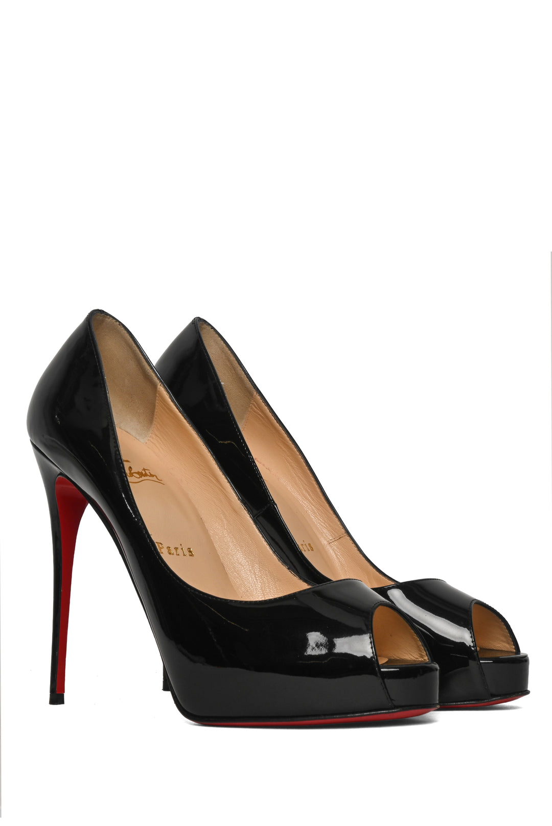 Christian Louboutin Size 39 New Very Prive 120mm Peeptoe Patent Leather Pumps