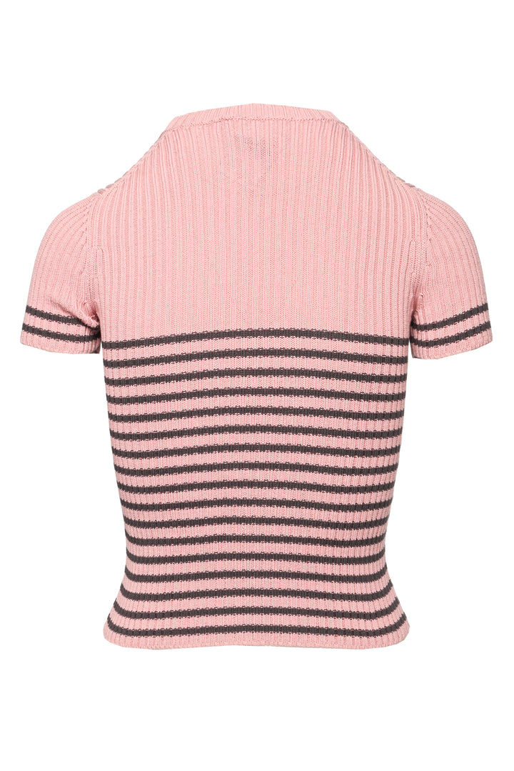 Christian Dior Size 2 Striped Short Sleeve Sweater