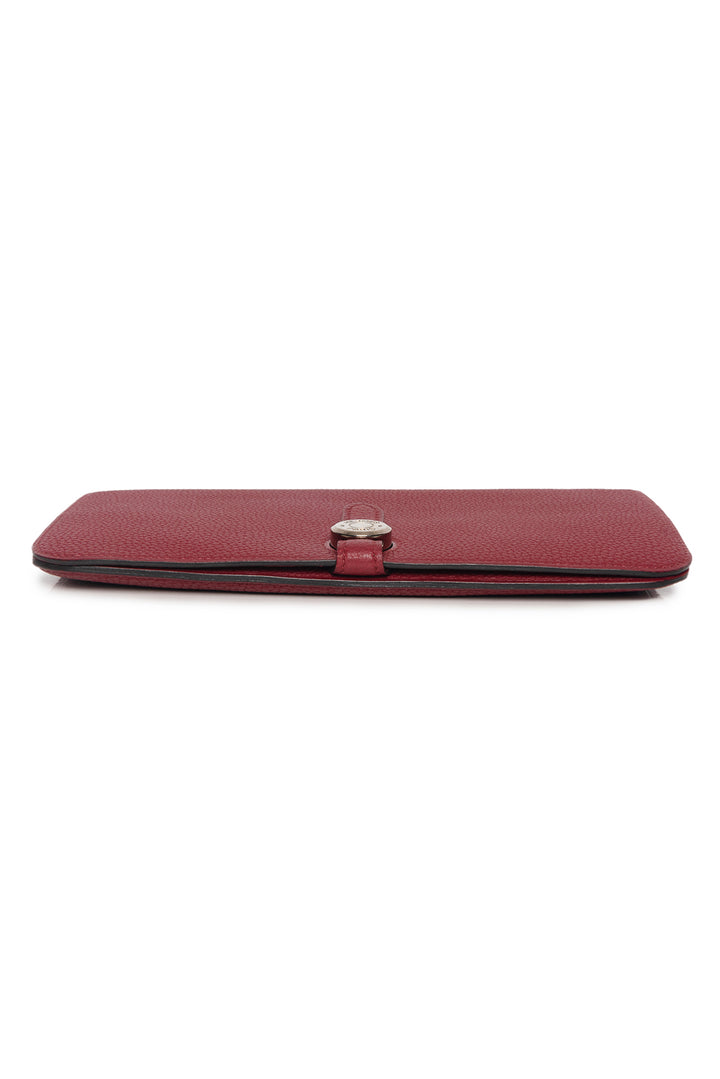 Hermes 2016 Dogan Long Wallet in Rouge Grenat Leather Wallet