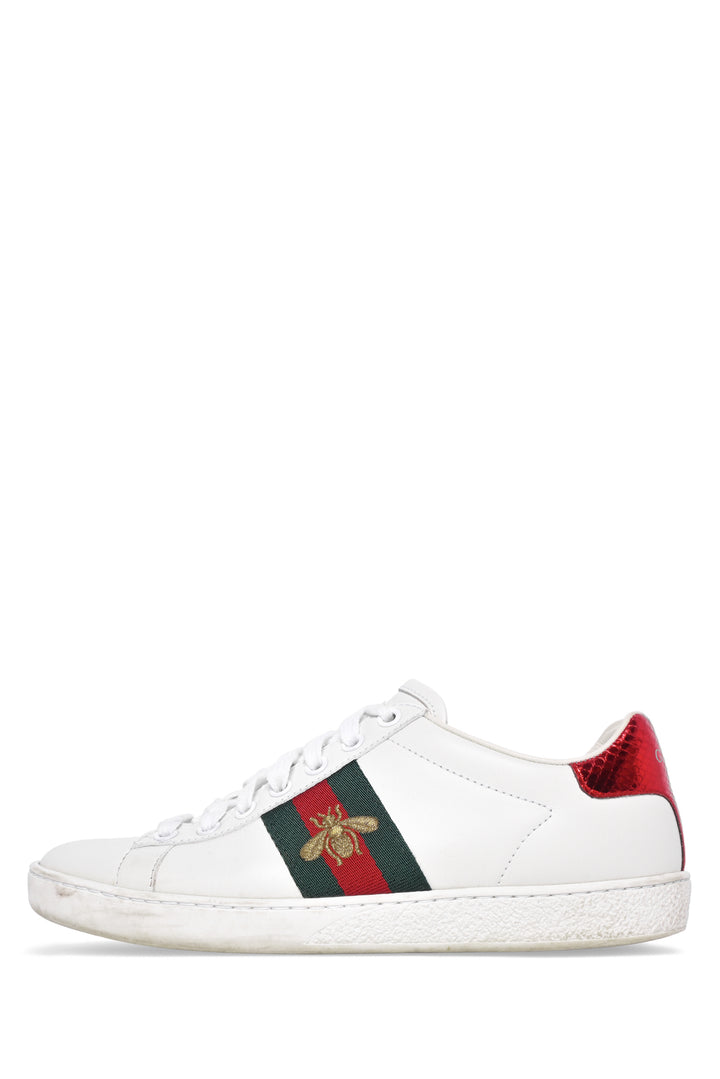 Gucci Size 36 Ace Bee Embroidered Web Stripe Leather Low Top Sneaker