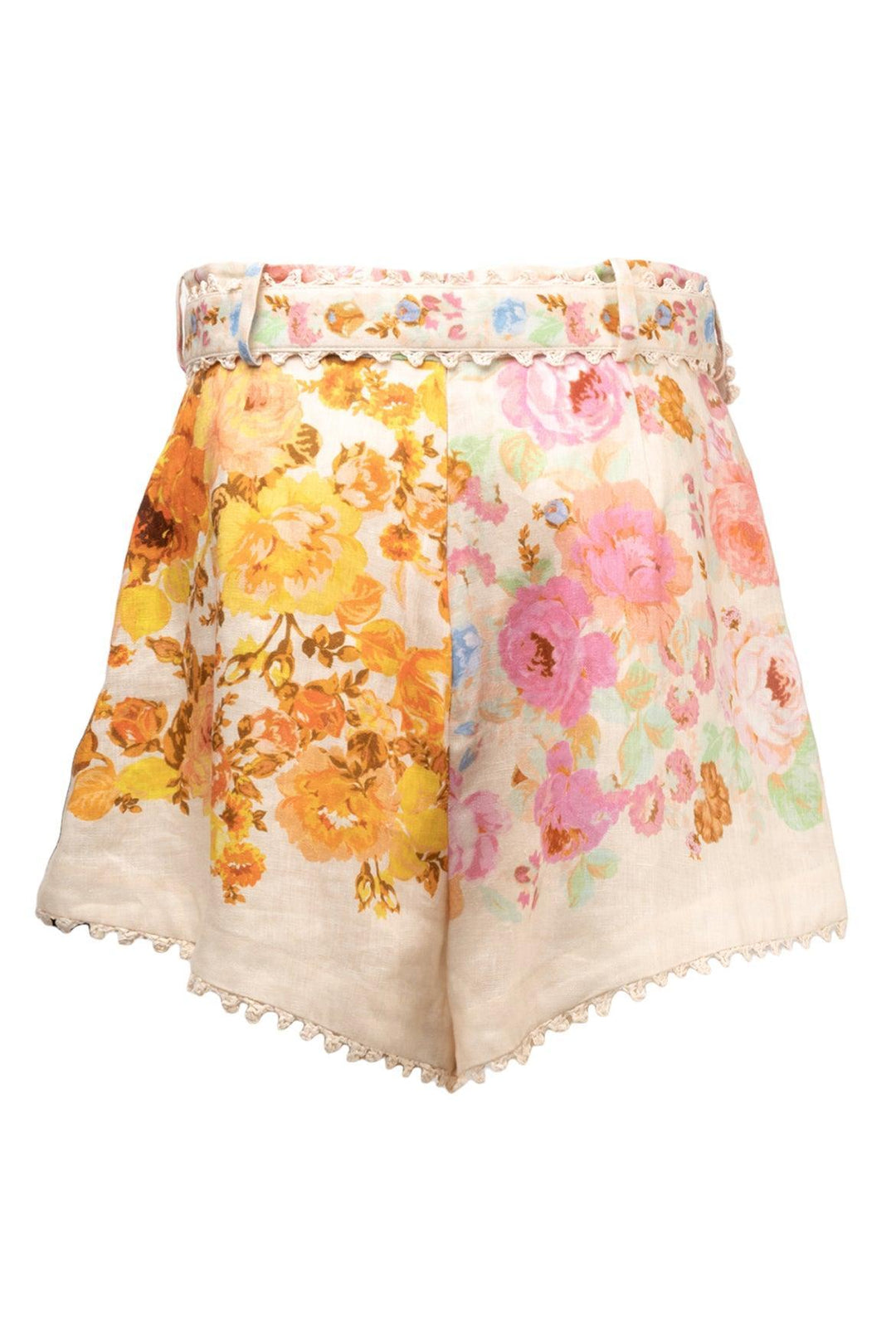 Zimmermann Size 3 Raie Tuck Floral Linen Shorts