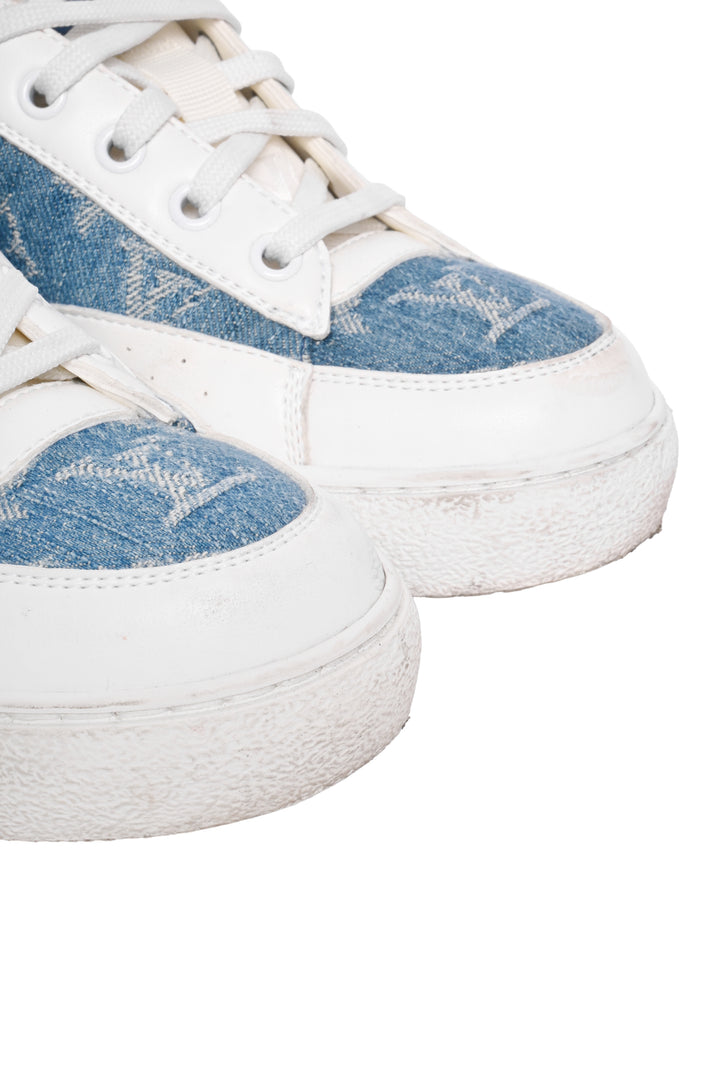 Louis Vuitton Size 38 Calfskin Monogram Denim Charlie Sneaker