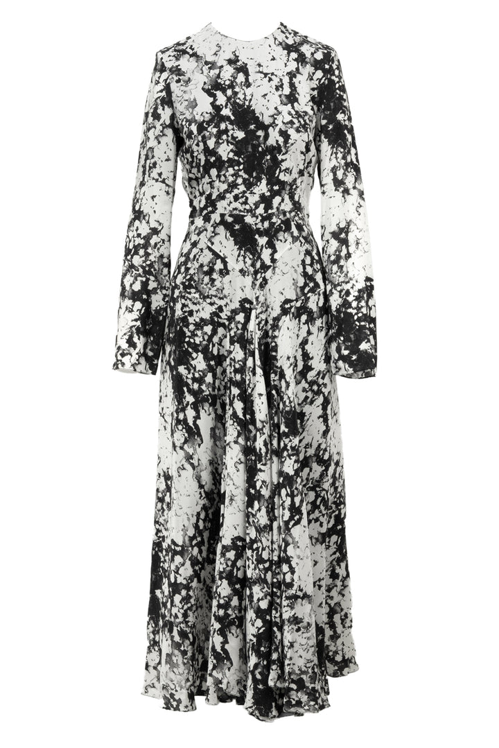 RAEY Size 6 Long Sleeve Silk Printed Maxi Dress