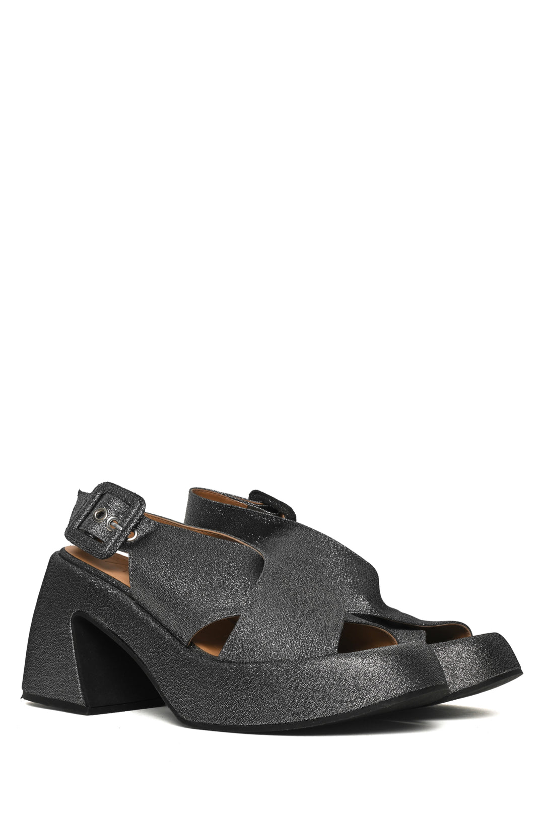 Ganni Size 39 Platform Glitter Slingback Sandals