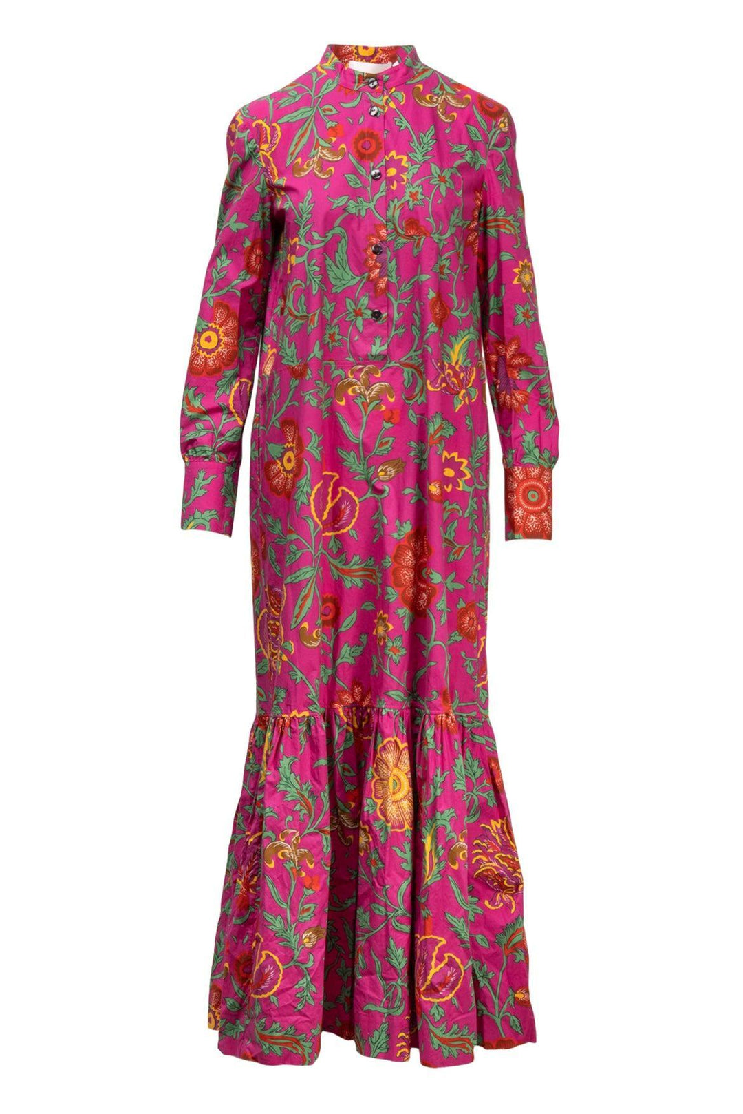 La Double J Size XL Bellini Dragon Flower Long Sleeve Cotton Maxi Dress