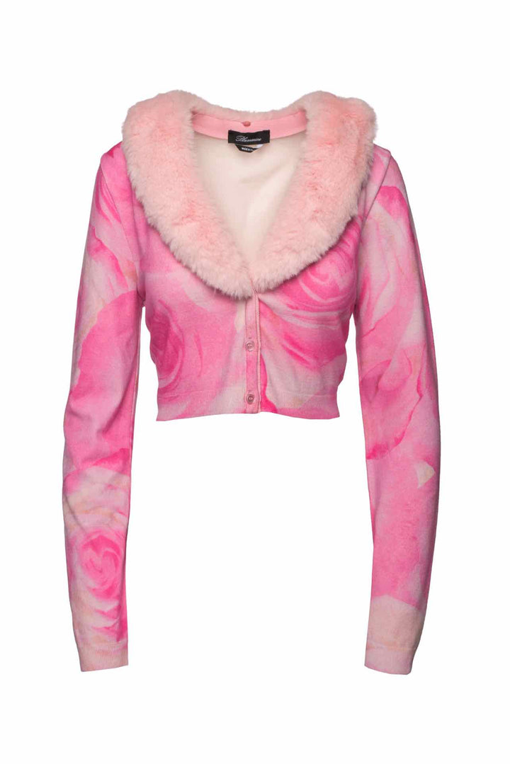 Blumarine Size 8 Floral Cropped Cardigan