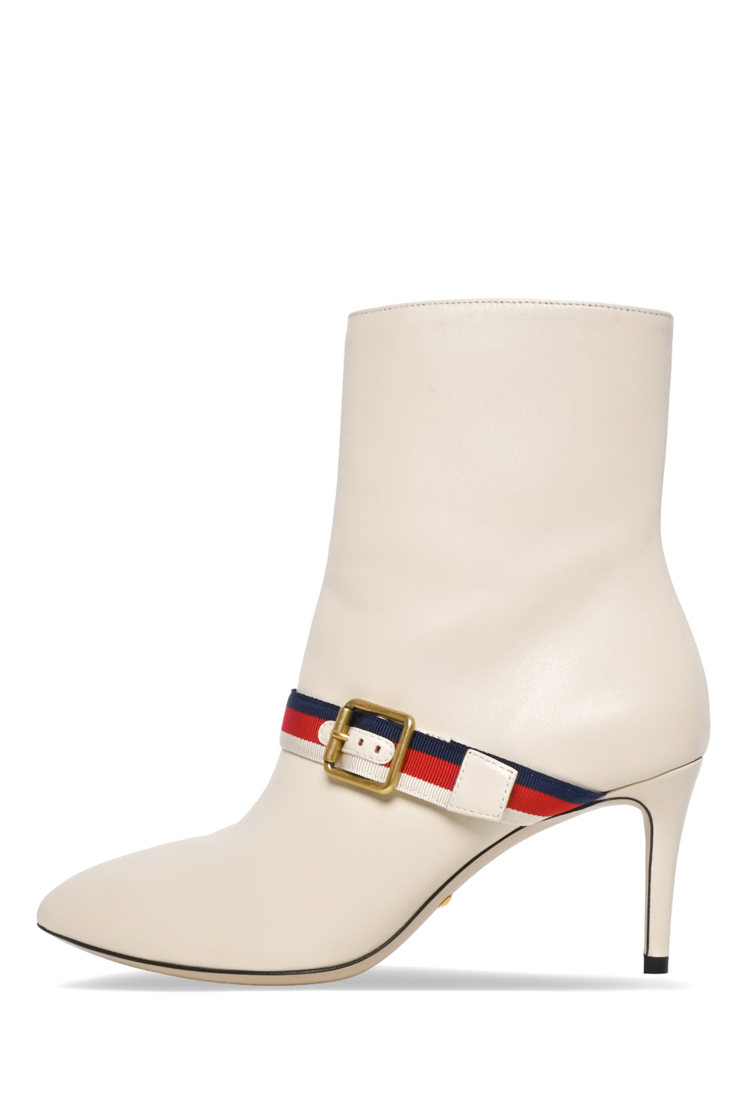 Gucci Size 36.5 Sylvie Web Trim Accent Leather Ankle Boots