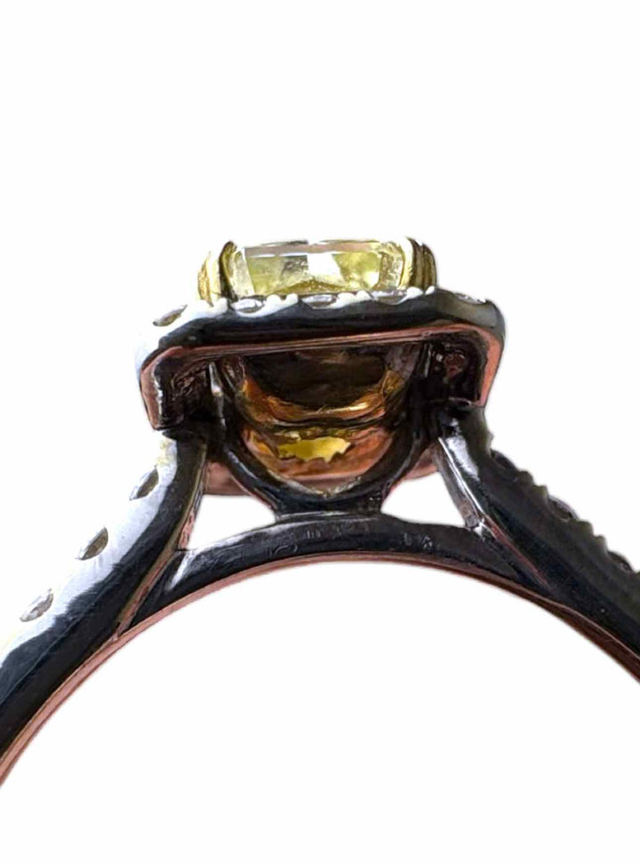 Heinrichs Size 8.5 18K White Gold and Yellow Diamond  Ring