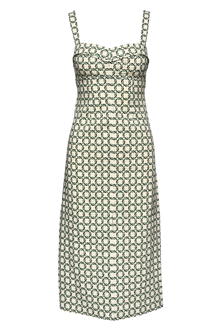 Veronica Beard Size 0 Colleen Stretch-Linen Midi Dress