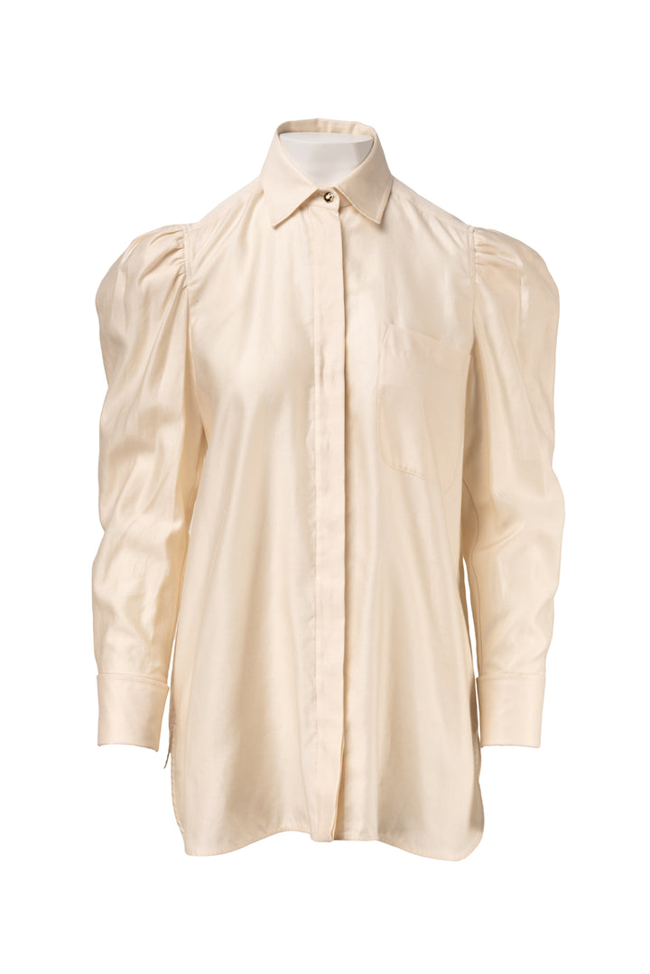 Max Mara Size 6 Faraday Gathered Cotton Blouse