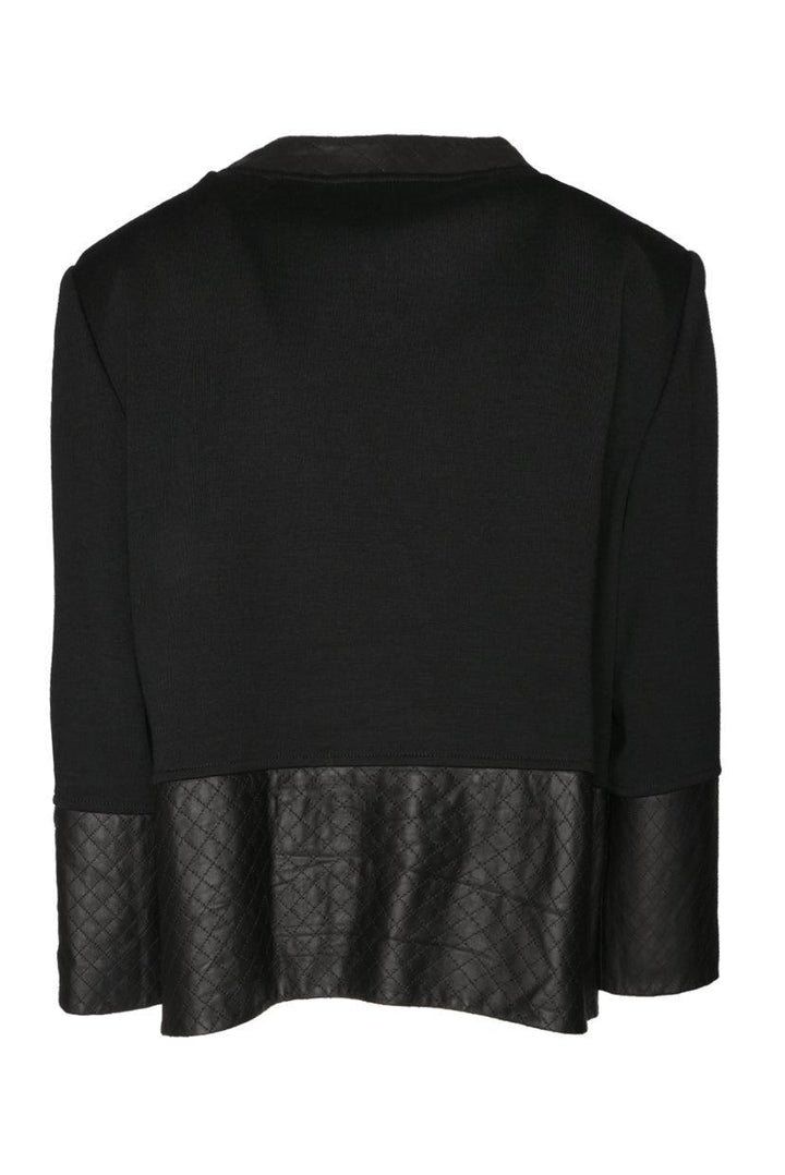 St. John Size 12 Leather Trimmed Half Sleeve Jacket