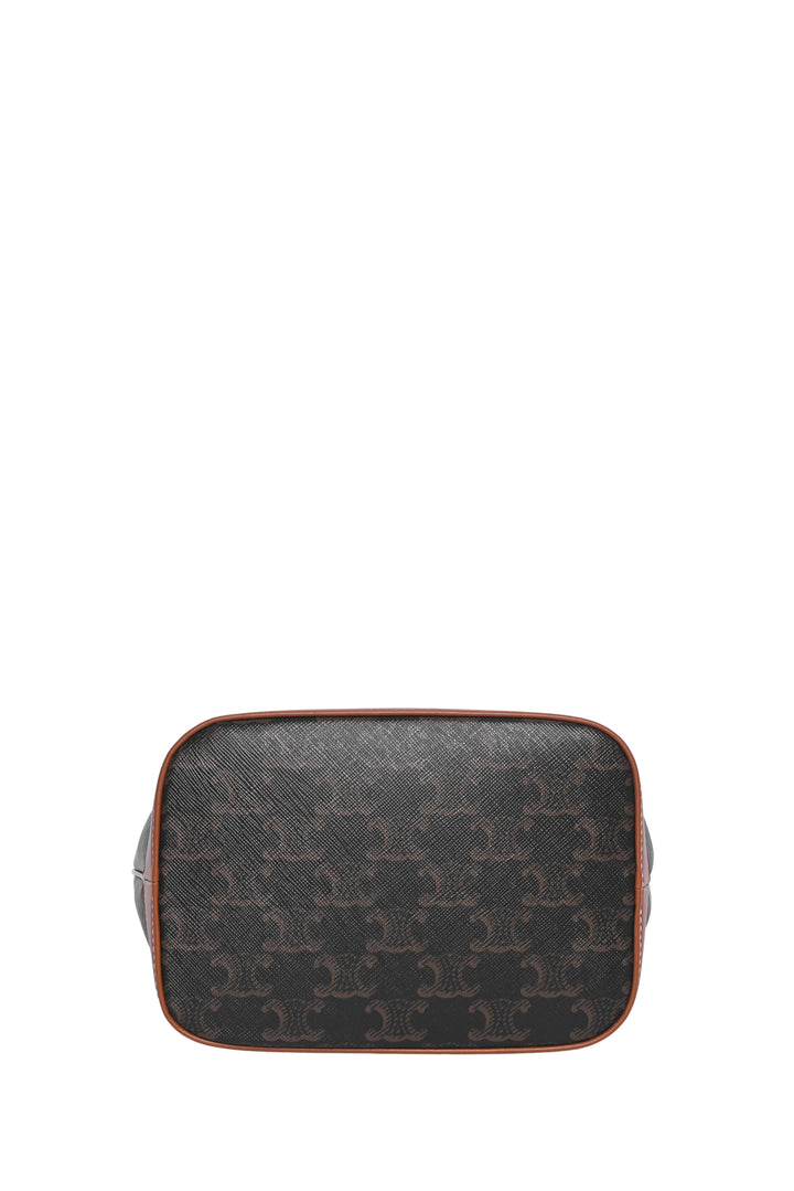 Celine Triomphe Canvas & Calfskin Small Bucket Bag