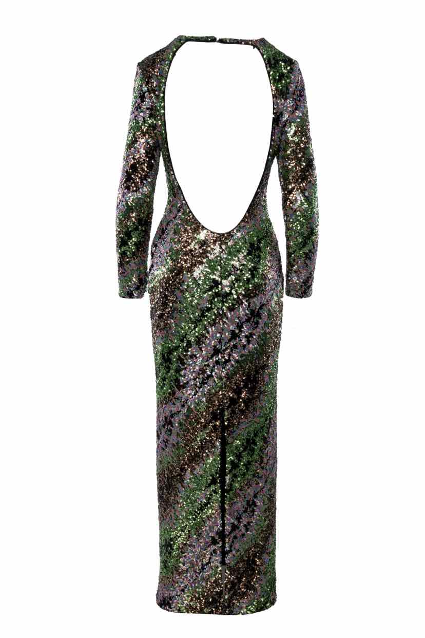 Halpern Size 38 Sequin Maxi Dress