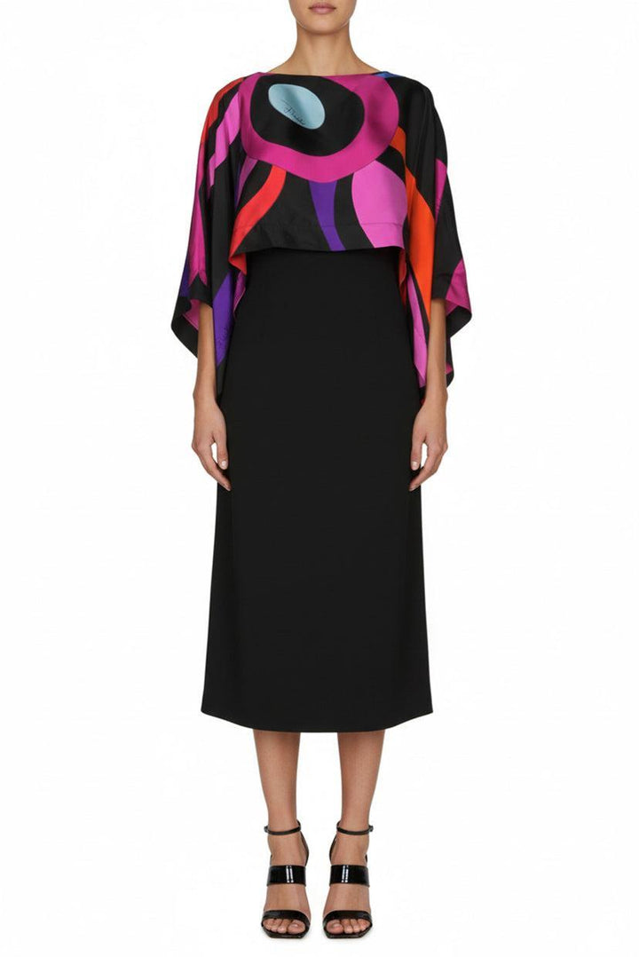 Pucci Size 6 Multi-Colour Silk Cape