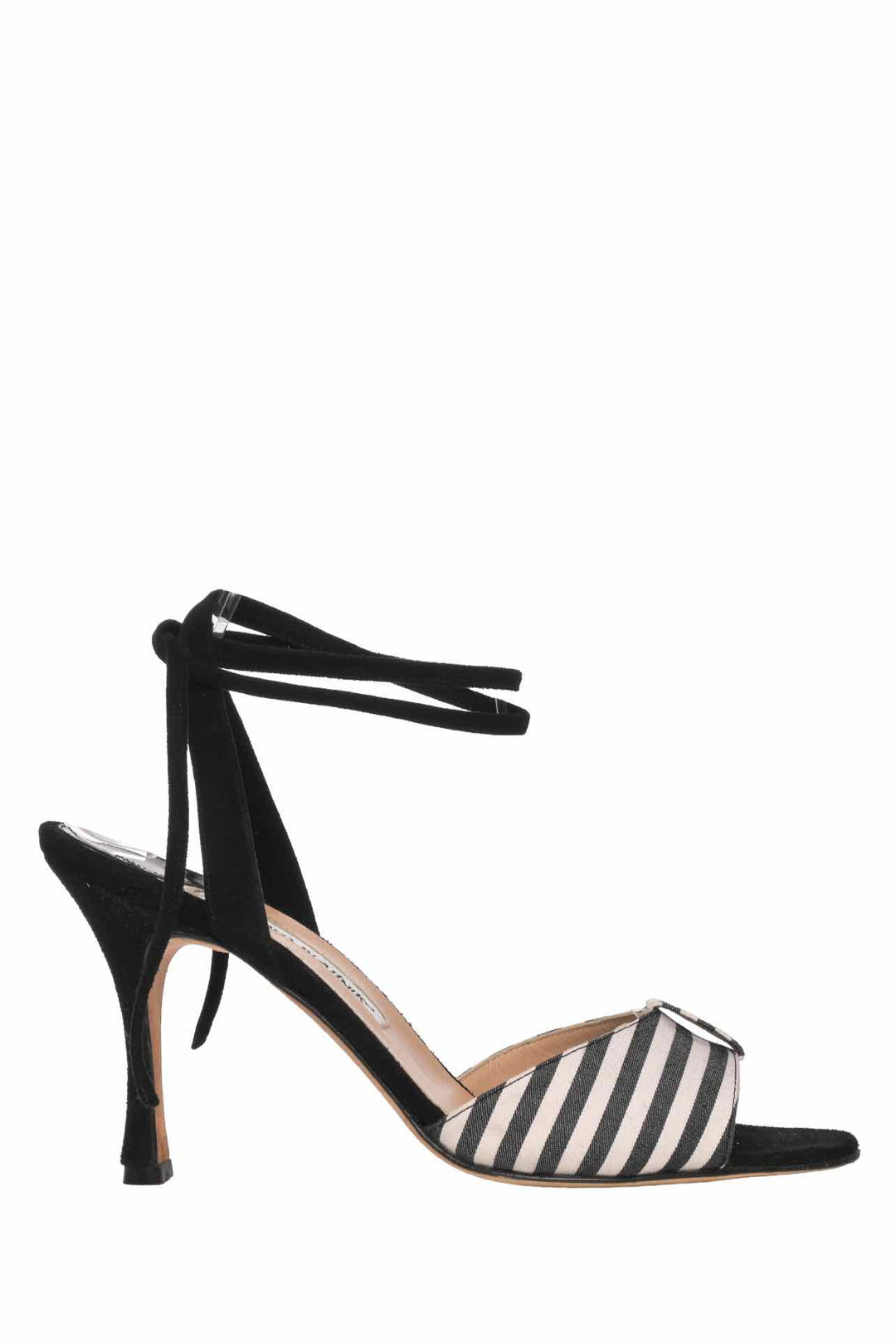 Manolo Blahnik Size 38.5 Striped Heeled Sandals