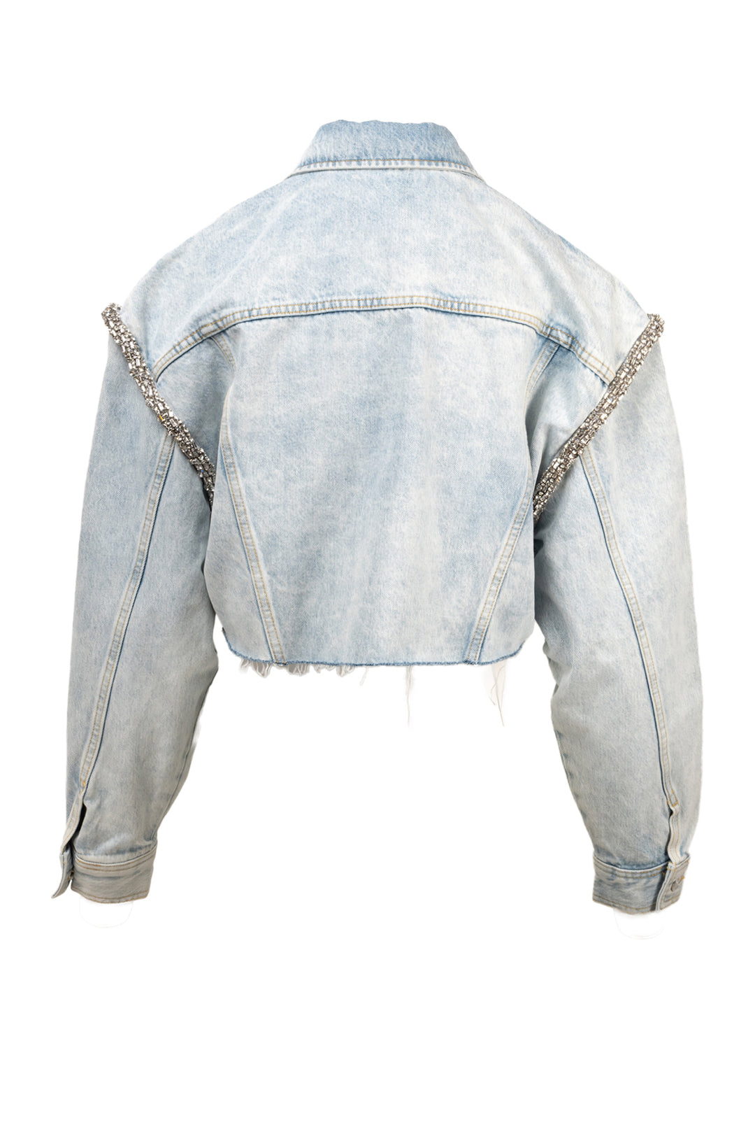 Sandro Size 38 Cropped Crystal Embellished Denim Jacket