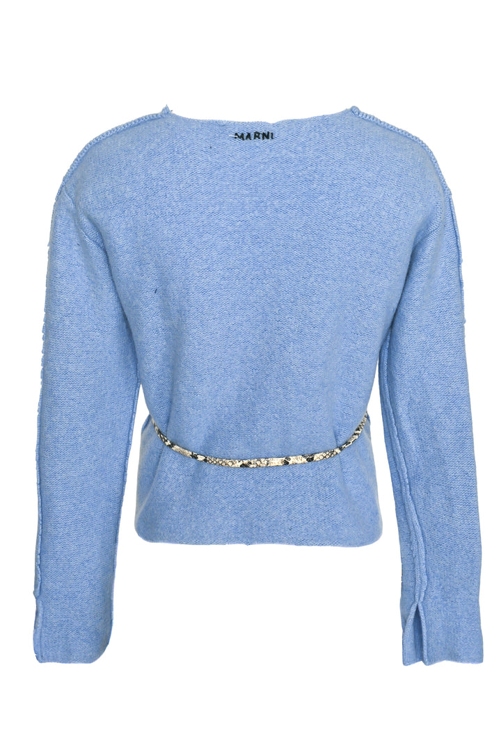 Marni Size 42 Collarless Wool-Blend Cardigan