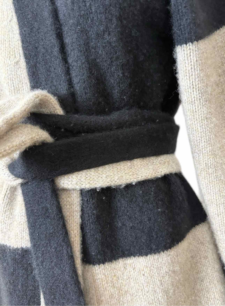 The Elder Statesman Size XS/S Striped Cashmere Belted Cardigan