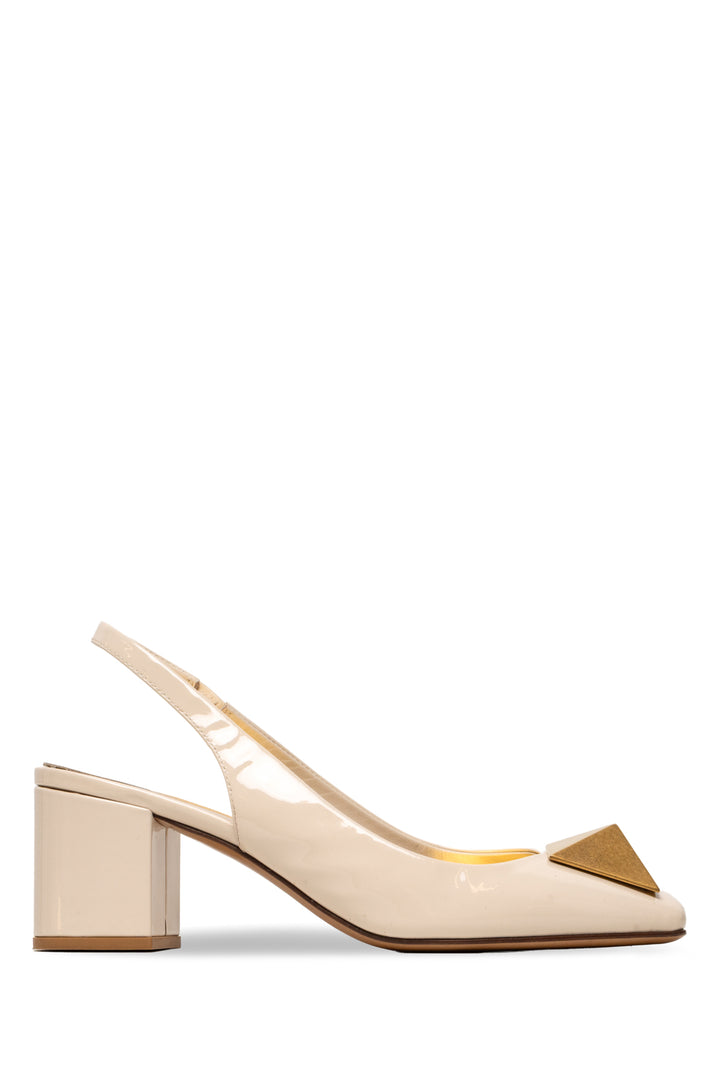 Valentino Size 36 One Stud Patent Leather Slingback Pumps